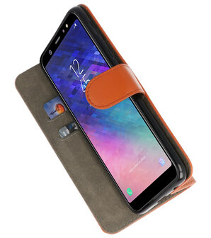 Bruin booktype wallet case Hoesje voor Samsung Galaxy A6 Plus 2018