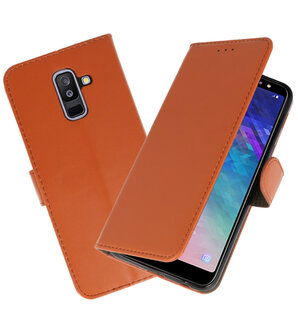 Bruin booktype wallet case Hoesje voor Samsung Galaxy A6 Plus 2018