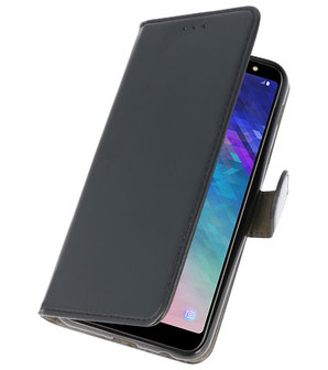 Zwart booktype wallet case Hoesje voor Samsung Galaxy A6 Plus 2018