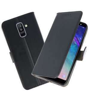 Zwart booktype wallet case Hoesje voor Samsung Galaxy A6 Plus 2018