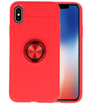 Rood Zacht TPU met Ringhouder hoesje voor Apple iPhone X