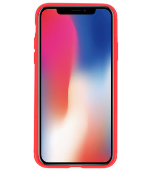 Rood Zacht TPU met Ringhouder hoesje voor Apple iPhone X