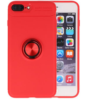 Rood Zacht TPU met Ringhouder hoesje voor Apple iPhone 7 Plus / 8 Plus