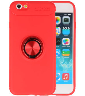 Rood Zacht TPU met Ringhouder hoesje voor Apple iPhone 6 / 6s