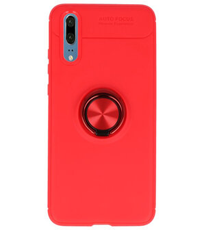 Rood Zacht TPU met Ringhouder hoesje voor Huawei P20