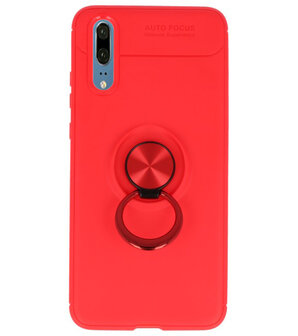 Rood Zacht TPU met Ringhouder hoesje voor Huawei P20