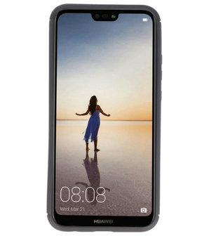 Zwart Zacht TPU met Ringhouder hoesje voor Huawei P20 Lite