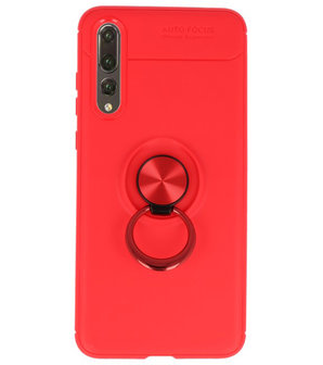 Rood Zacht TPU met Ringhouder hoesje voor Huawei P20 Pro