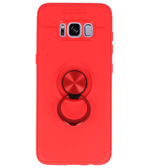 Rood Zacht TPU met Ringhouder hoesje voor Samsung Galaxy S8