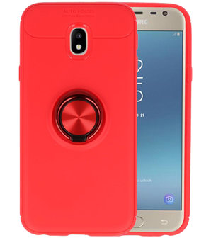 Rood Zacht TPU met Ringhouder hoesje voor Samsung Galaxy J3 2017