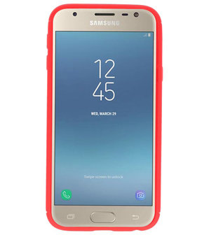 Rood Zacht TPU met Ringhouder hoesje voor Samsung Galaxy J3 2017