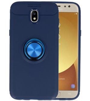 Navy Zacht TPU met Ringhouder hoesje voor Samsung Galaxy J5 2017