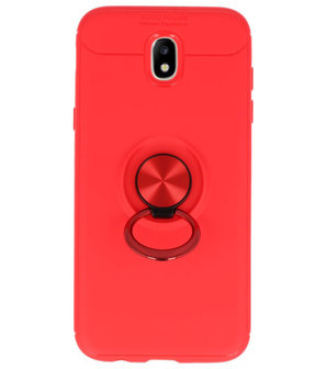 Rood Zacht TPU met Ringhouder hoesje voor Samsung Galaxy J5 2017