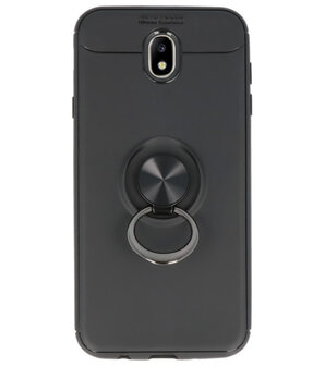 Zwart Zacht TPU met Ringhouder hoesje voor Samsung Galaxy J7 2017 / Pro