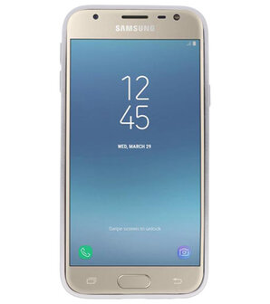 Zilver Magneet Stand Case hoesje voor Samsung Galaxy J3 2017