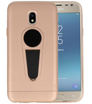 Goud Magneet Stand Case hoesje voor Samsung Galaxy J3 2017