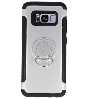  Zilver Pantser TPU met Ringhouder hoesje voor Samsung Galaxy S8