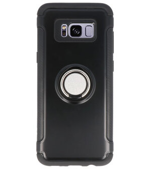  Zwart Pantser TPU met Ringhouder hoesje voor Samsung Galaxy S8 Plus