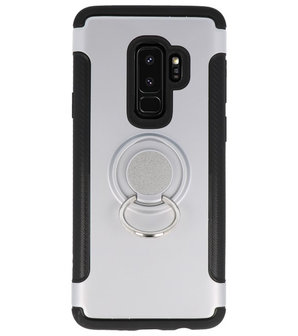 Zilver Pantser TPU met Ringhouder hoesje voor Samsung Galaxy S9 Plus