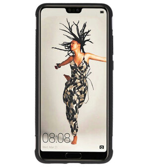  Zilver Pantser TPU met Ringhouder hoesje voor Huawei P20