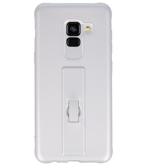 Zilver Carbon serie Zacht Case hoesje voor Samsung Galaxy A8 2018