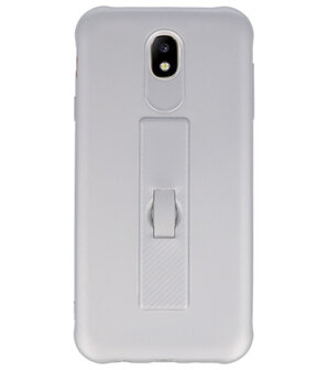 Zilver Carbon serie Zacht Case hoesje voor Samsung Galaxy J7 2017 / Pro