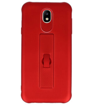 Rood Carbon serie Zacht Case hoesje voor Samsung Galaxy J7 2017 / Pro