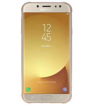 Goud Carbon serie Zacht Case hoesje voor Samsung Galaxy J7 2017 / Pro