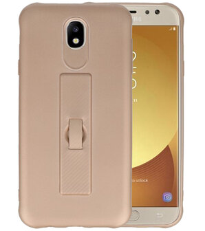 Goud Carbon serie Zacht Case hoesje voor Samsung Galaxy J7 2017 / Pro