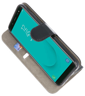 Zwart booktype wallet case Hoesje voor Samsung Galaxy J8