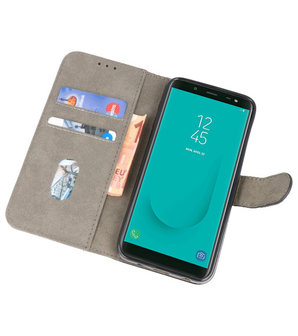 Zwart booktype wallet case Hoesje voor Samsung Galaxy J8