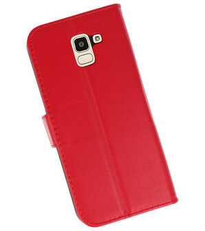 Rood booktype wallet case Hoesje voor Samsung Galaxy J8