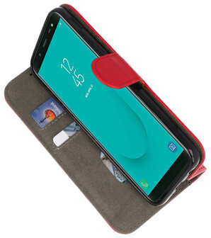 Rood booktype wallet case Hoesje voor Samsung Galaxy J8