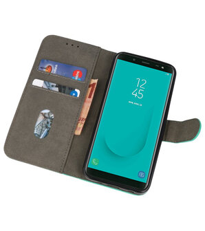 Groen booktype wallet case Hoesje voor Samsung Galaxy J8