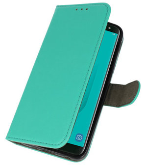 Groen booktype wallet case Hoesje voor Samsung Galaxy J8