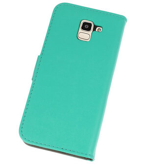 Groen booktype wallet case Hoesje voor Samsung Galaxy J8