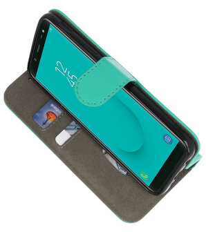 Groen booktype wallet case Hoesje voor Samsung Galaxy J8