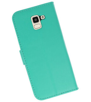 Groen booktype wallet case Hoesje voor Samsung Galaxy J8