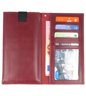 Bordeaux Rood Insteek Wallet Cases Hoesje Universeel tot 5.7 Inch