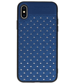 Blauw Diamand Geweven hard case hoesje voorApple iPhone X