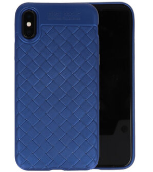 Blauw Geweven hard case hoesje voor Apple iPhone X