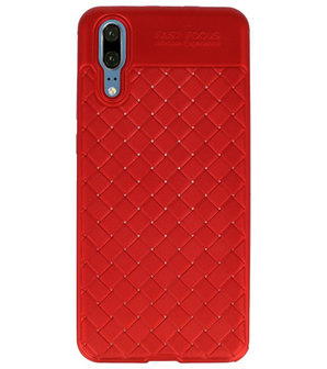 Rood Geweven hard case hoesje voor Huawei P20