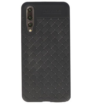 Zwart Geweven hard case hoesje voor Huawei P20