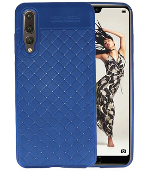 Blauw Geweven hard case hoesje voor Huawei P20 Pro