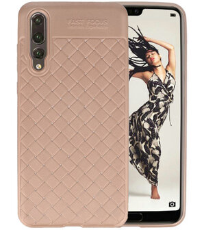 Goud Geweven hard case hoesje voor Huawei P20 Pro