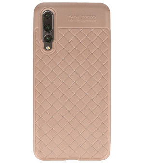 Goud Geweven hard case hoesje voor Huawei P20 Pro