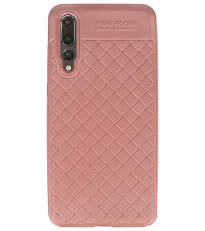 Roze Geweven hard case hoesje voor Huawei P20 Pro