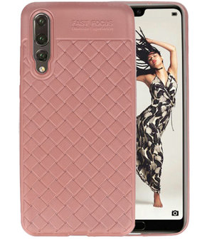 Roze Geweven hard case hoesje voor Huawei P20 Pro