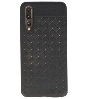 Zwart Geweven hard case hoesje voor Huawei P20 Pro