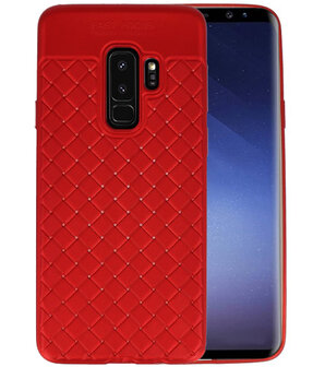 Rood Geweven hard case hoesje voor Samsung Galaxy S9 Plus